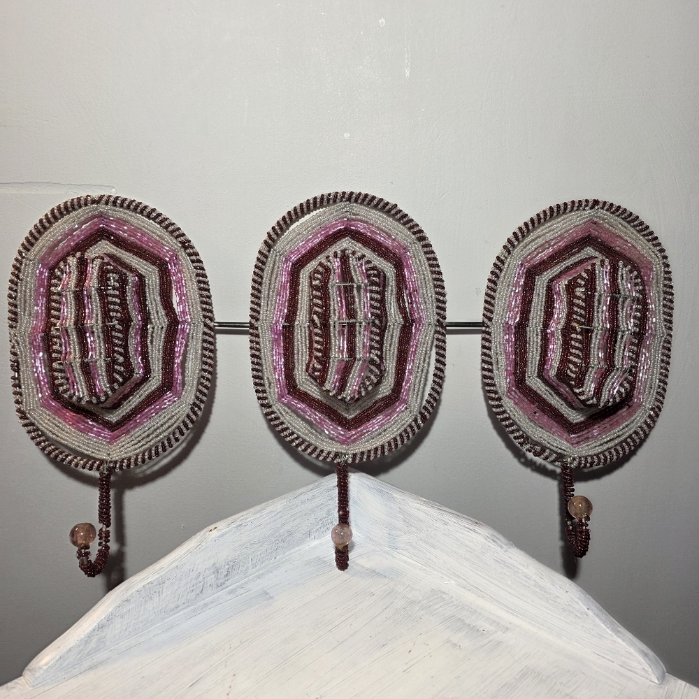 Rare Beaded Cowgirl Hat Western Artisan Wall Hooks